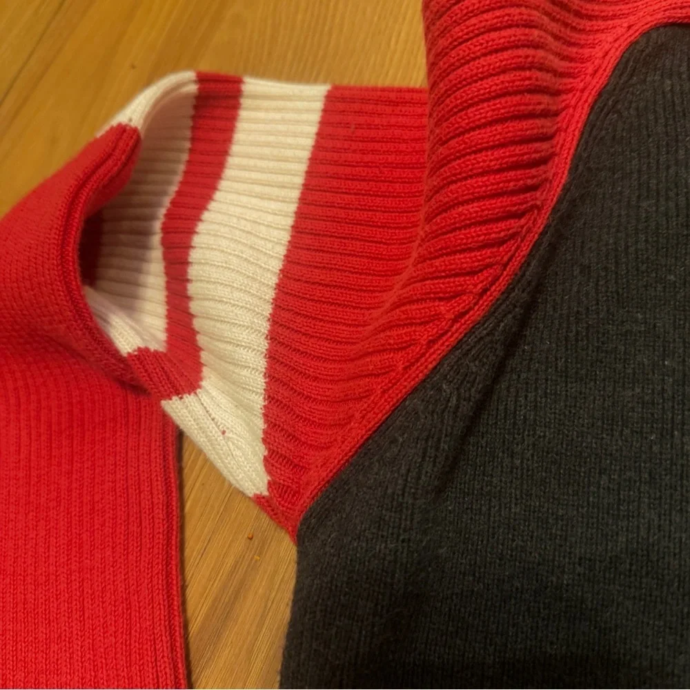 Polo Jeans Co. By Ralph Lauren Red and Black Ribbed Crewneck Sweater y2k
